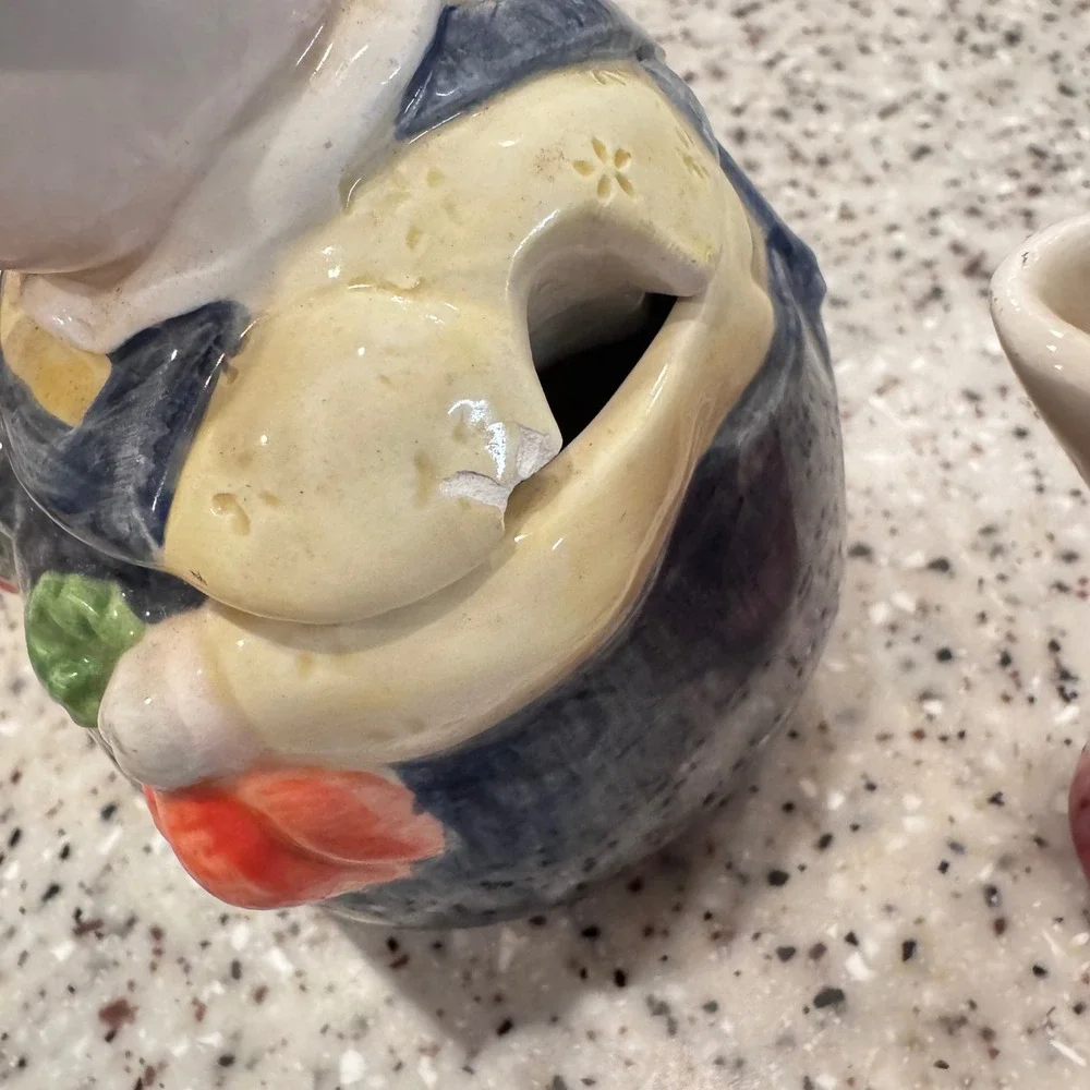 Edith Otagiri Collection Pig Farmer Creamer Sugar‎ Bowl Ceramic Male has chips